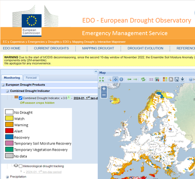 Meteorological drought of European Drought Observatory – DG Joint Research Center
