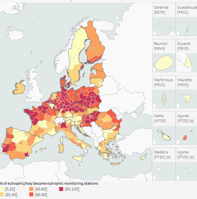 Percentage of Surface water stations in eutrophic status